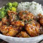easy sticky honey garlic crockpot chicken - featured image