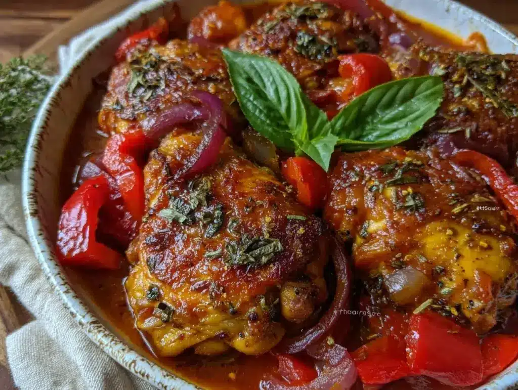 slow cooker chicken cacciatore - featured image