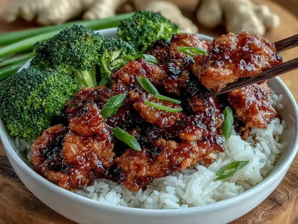 sticky teriyaki chicken and rice bowls - featured image