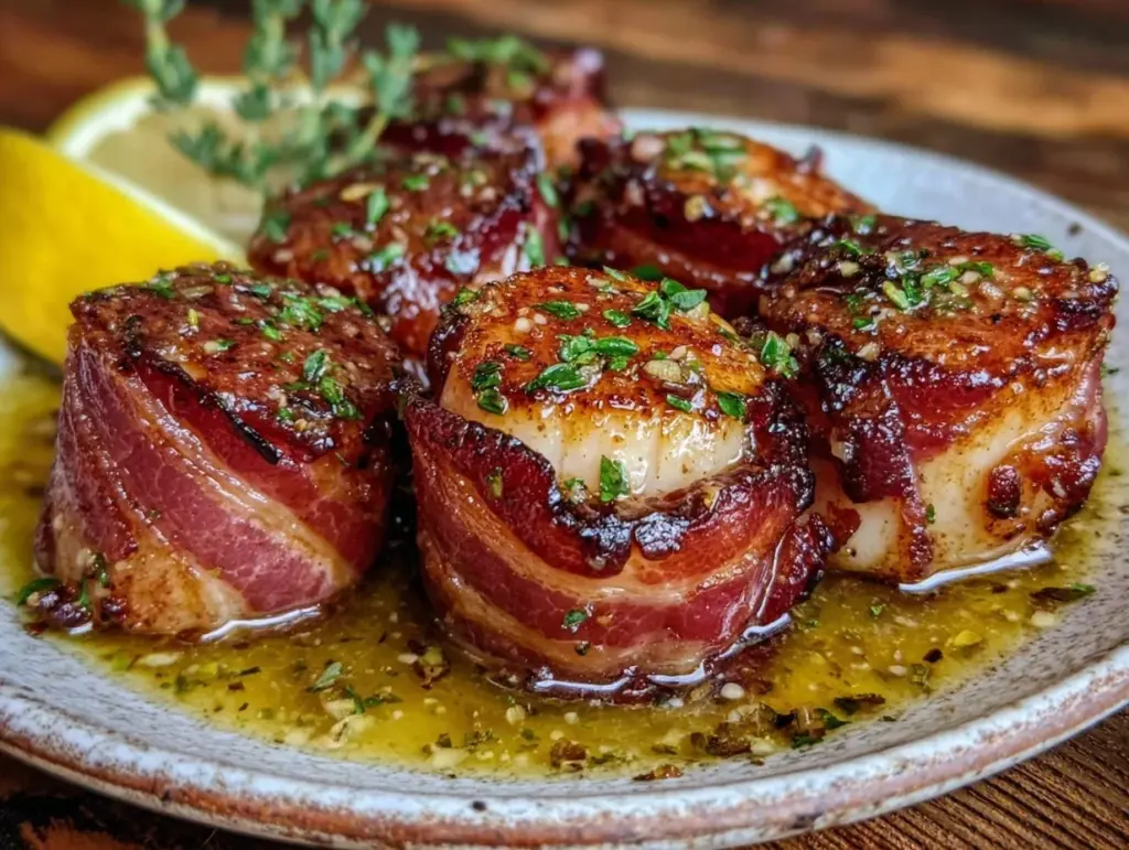 bacon-wrapped scallops - featured image