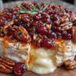 baked brie with cranberries and pecans - featured image