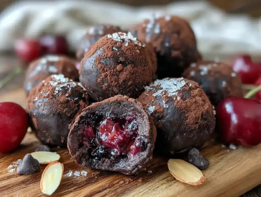 cherry amaretto chocolate truffles - featured image