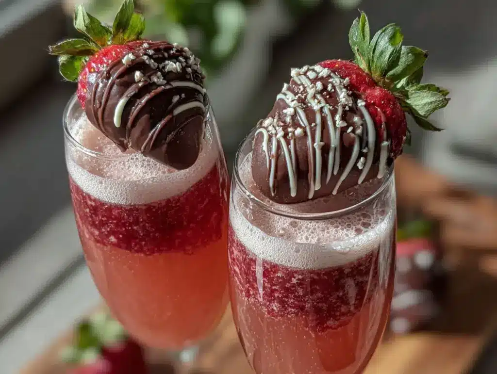 chocolate-covered strawberry mimosas - featured image