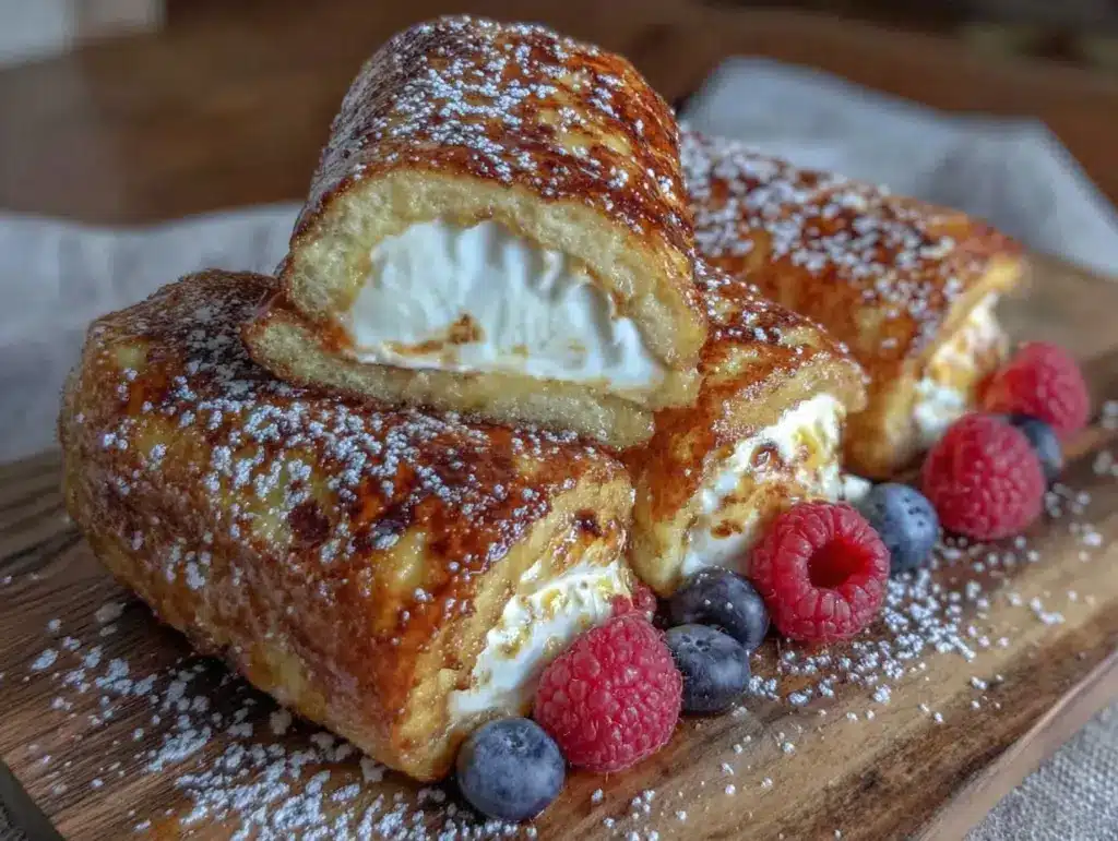 cream cheese stuffed french toast roll-ups - featured image
