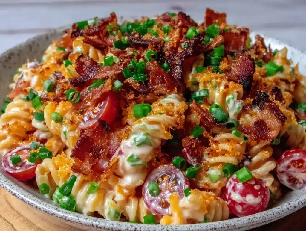 creamy bacon ranch pasta salad - featured image