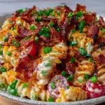 creamy bacon ranch pasta salad - featured image