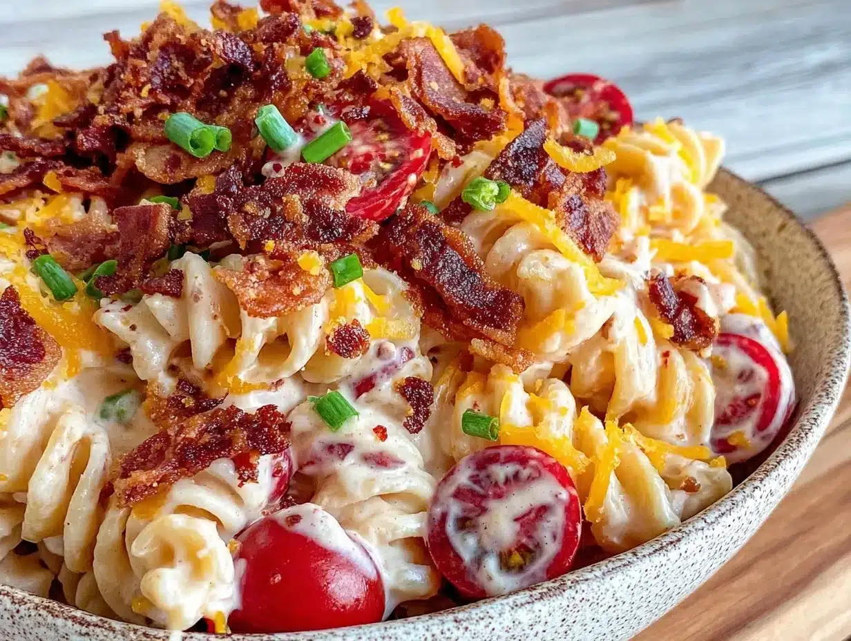 creamy bacon ranch pasta salad preparation steps