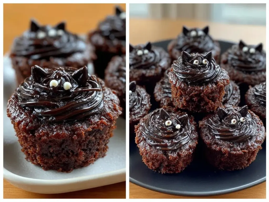 creamy black cat cupcakes - featured image