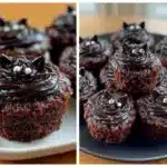 creamy black cat cupcakes - featured image