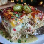 creamy chicken enchilada casserole - featured image