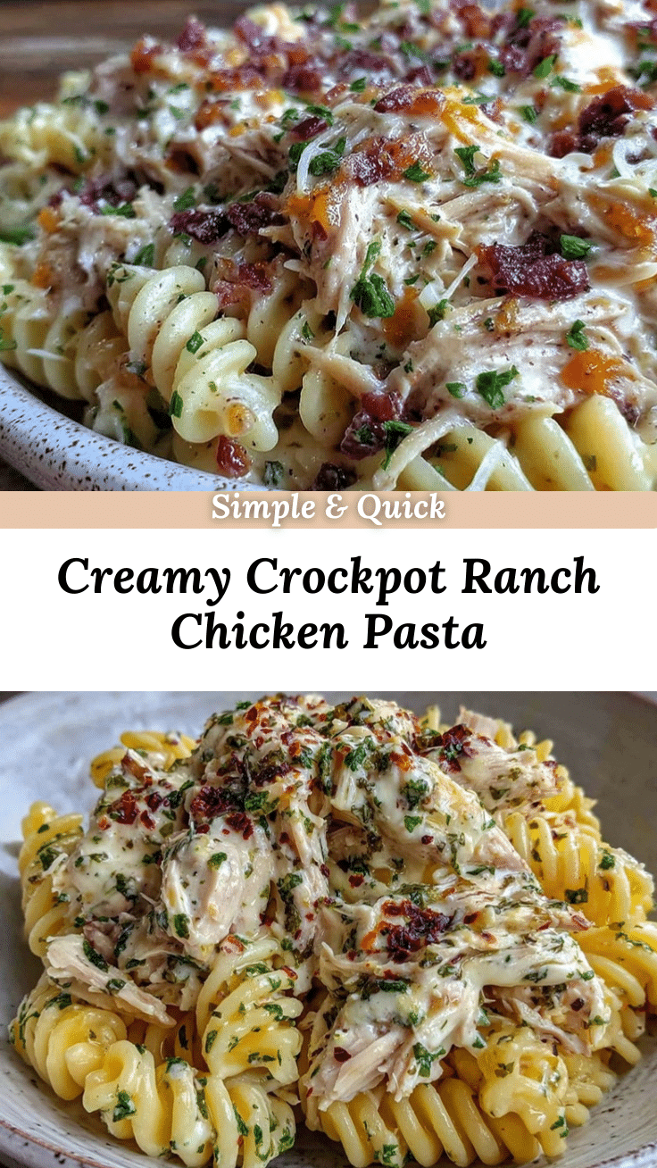 creamy crockpot ranch chicken pasta recipe