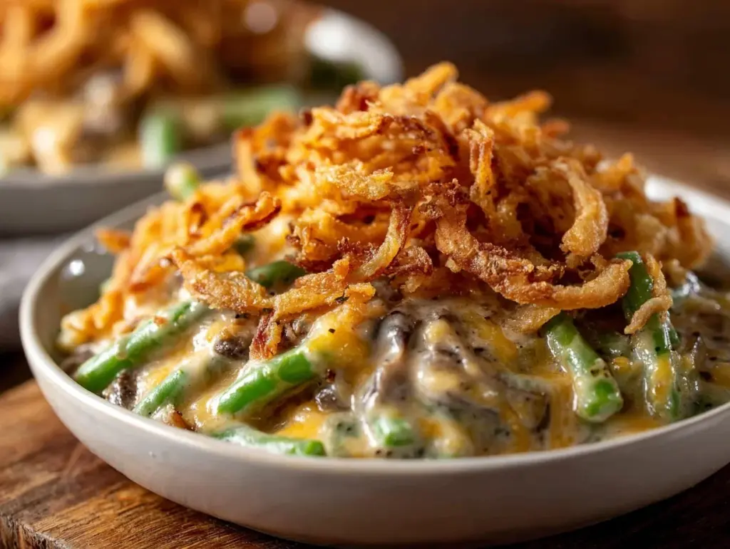 creamy green bean casserole from scratch - featured image