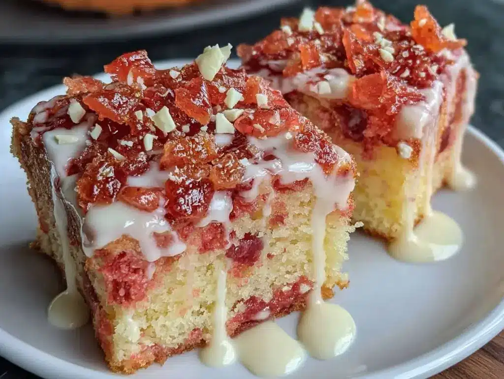 Creamy Pink Velvet Poke Cake - featured image