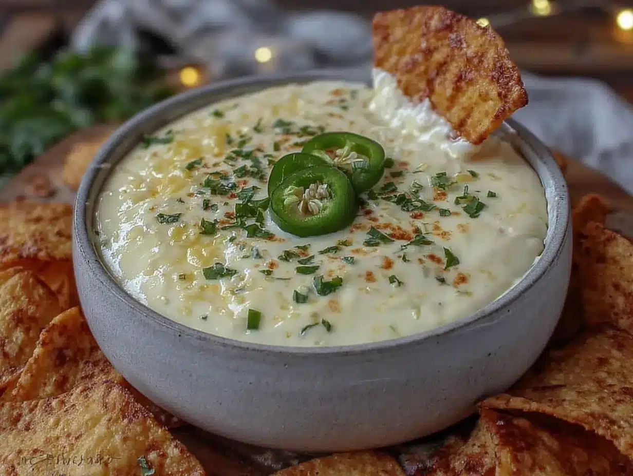 creamy white queso dip with green chiles preparation steps
