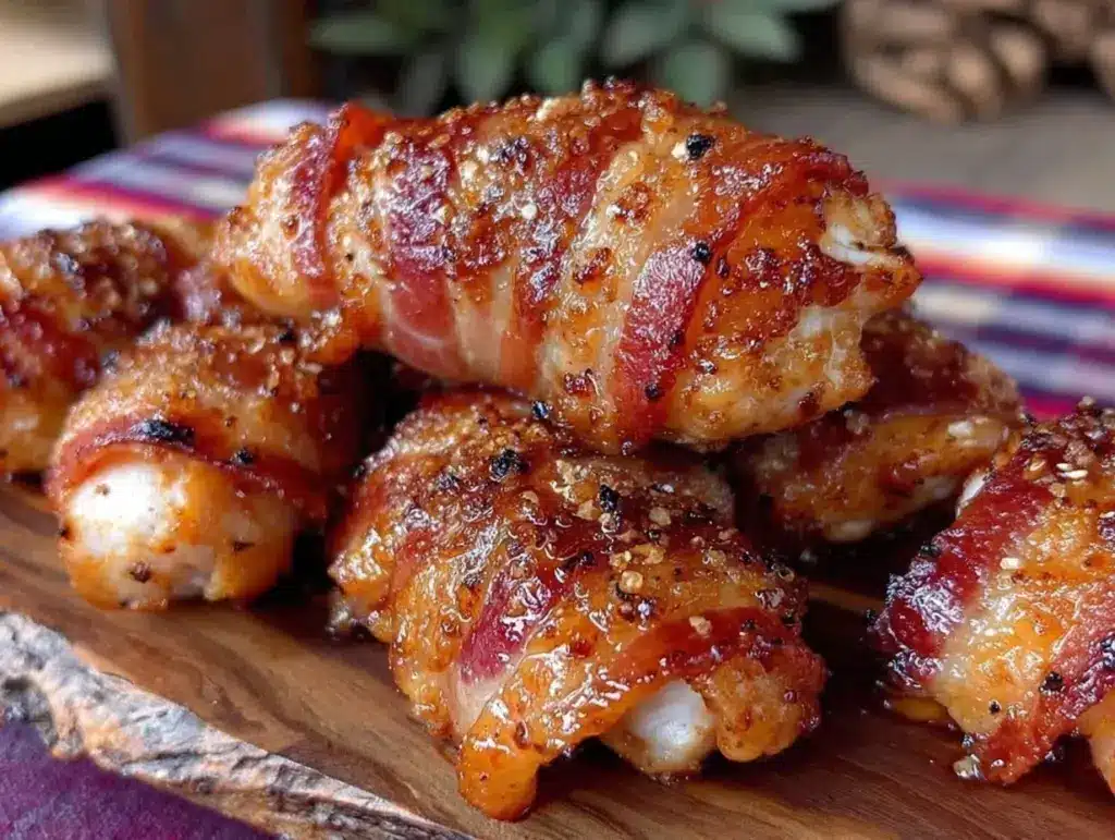 crispy air fryer bacon-wrapped chicken tenders - featured image