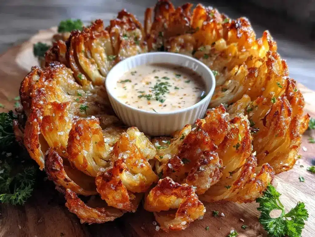 crispy air fryer blooming onion - featured image