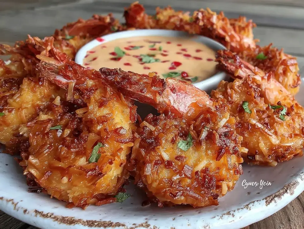 crispy air fryer coconut shrimp - featured image