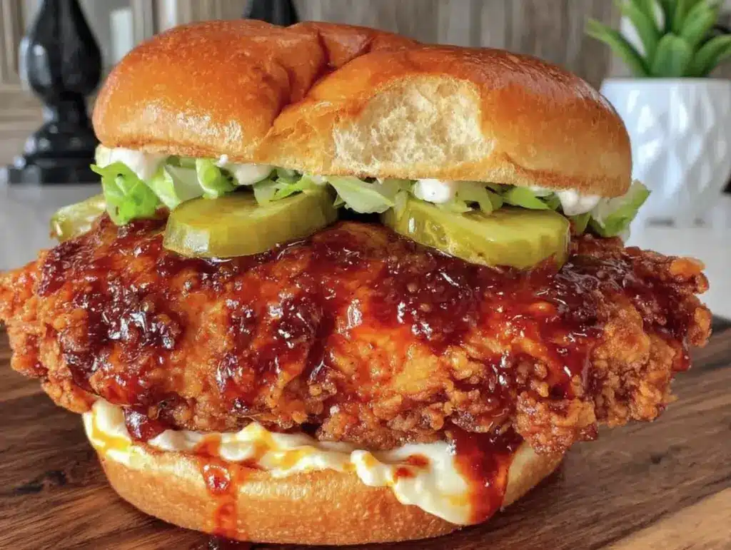 crispy air fryer Nashville hot chicken sandwich - featured image
