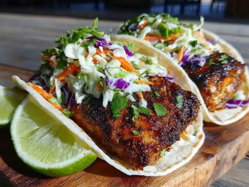crispy blackened mahi mahi tacos - featured image
