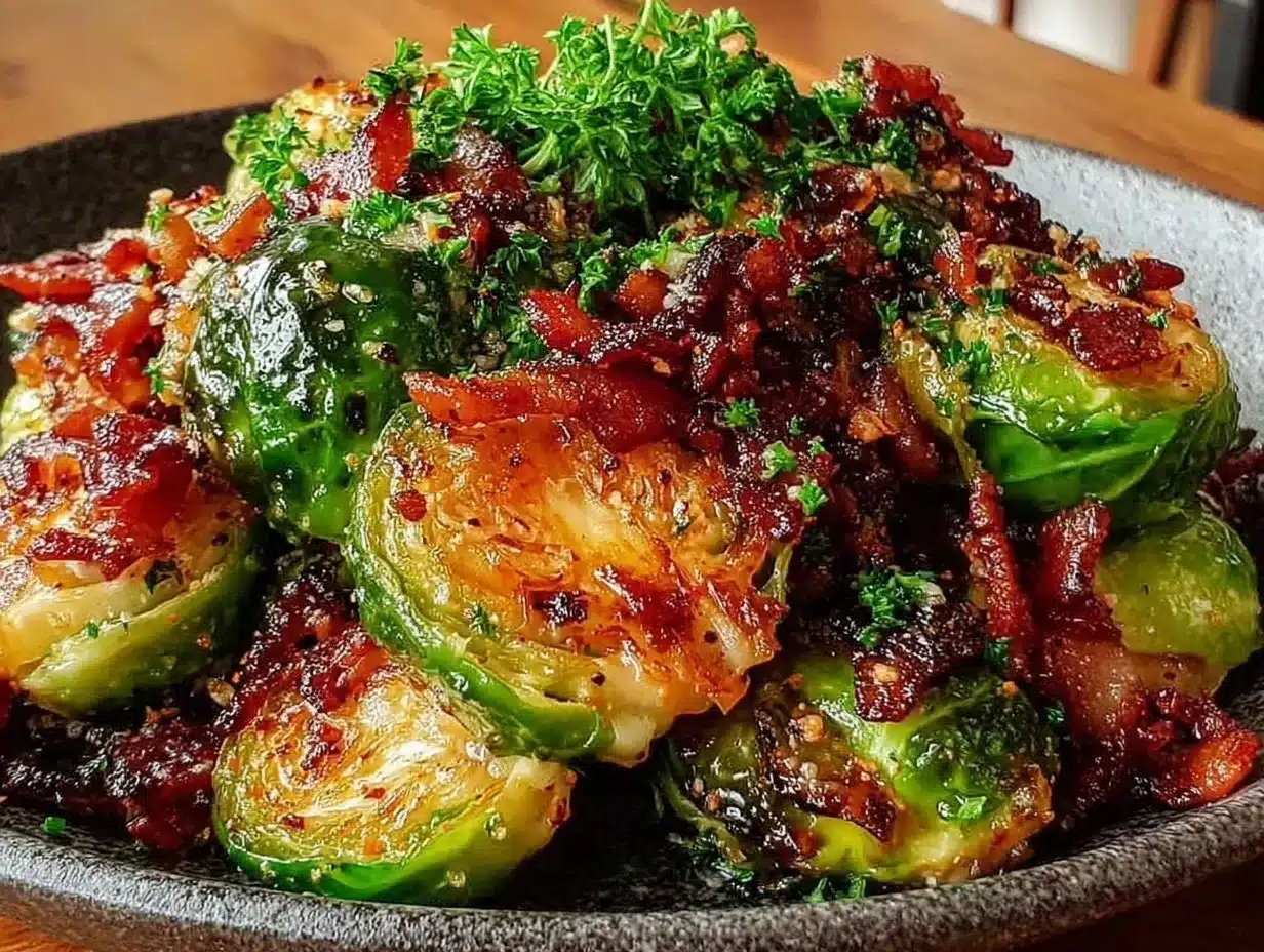 crispy brussels sprouts with bacon preparation steps
