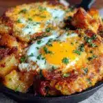 crispy corned beef hash with eggs - featured image