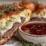 crispy french dip sandwich - featured image
