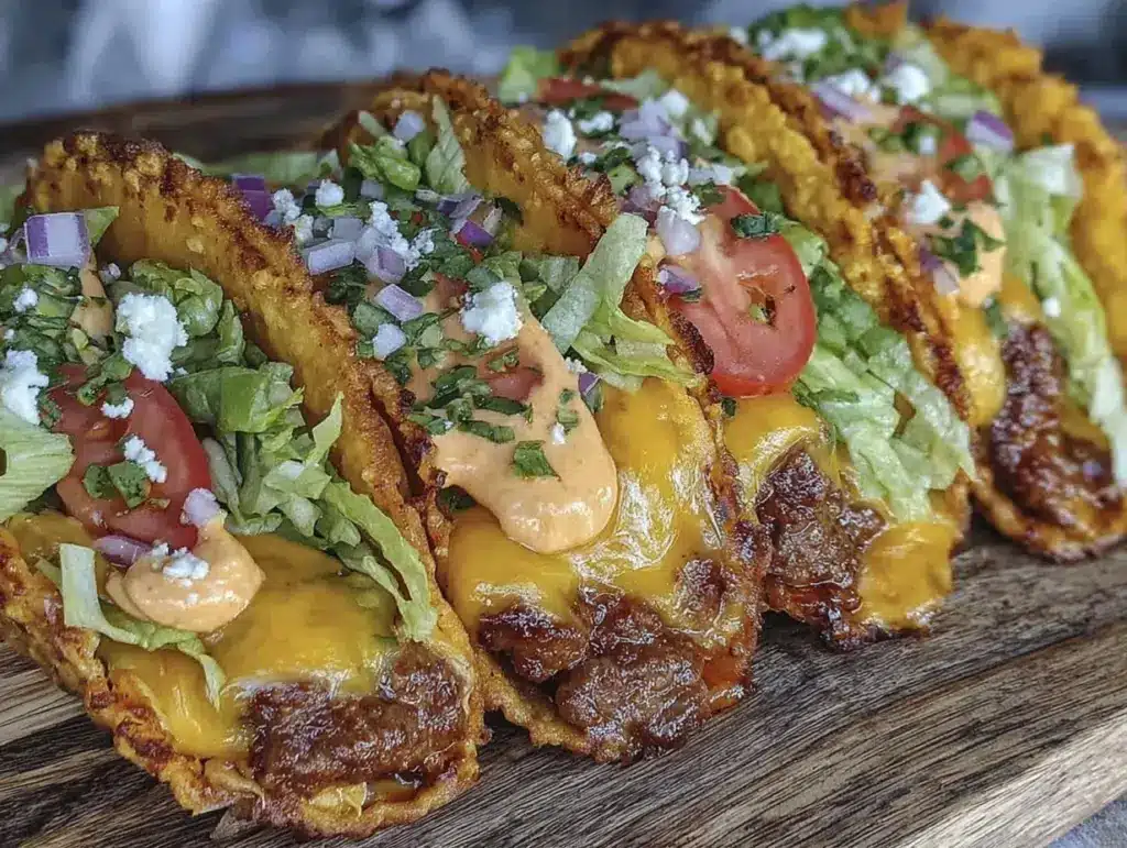 crispy smash burger tacos - featured image