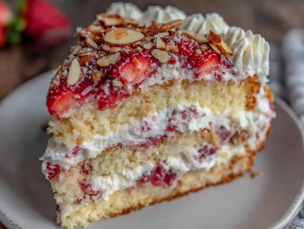 crispy strawberry crunch cake - featured image