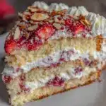 crispy strawberry crunch cake - featured image