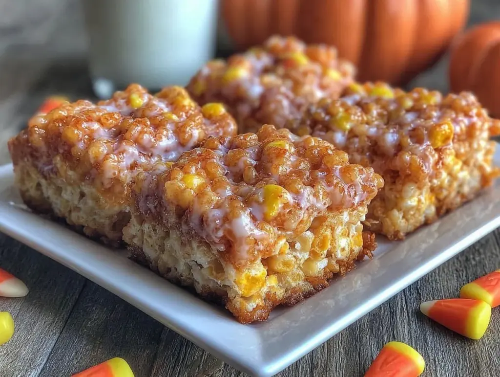 Easy Candy Corn Rice Krispie Treats - featured image