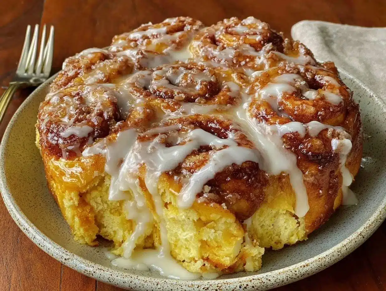 easy gooey crockpot cinnamon roll casserole preparation steps