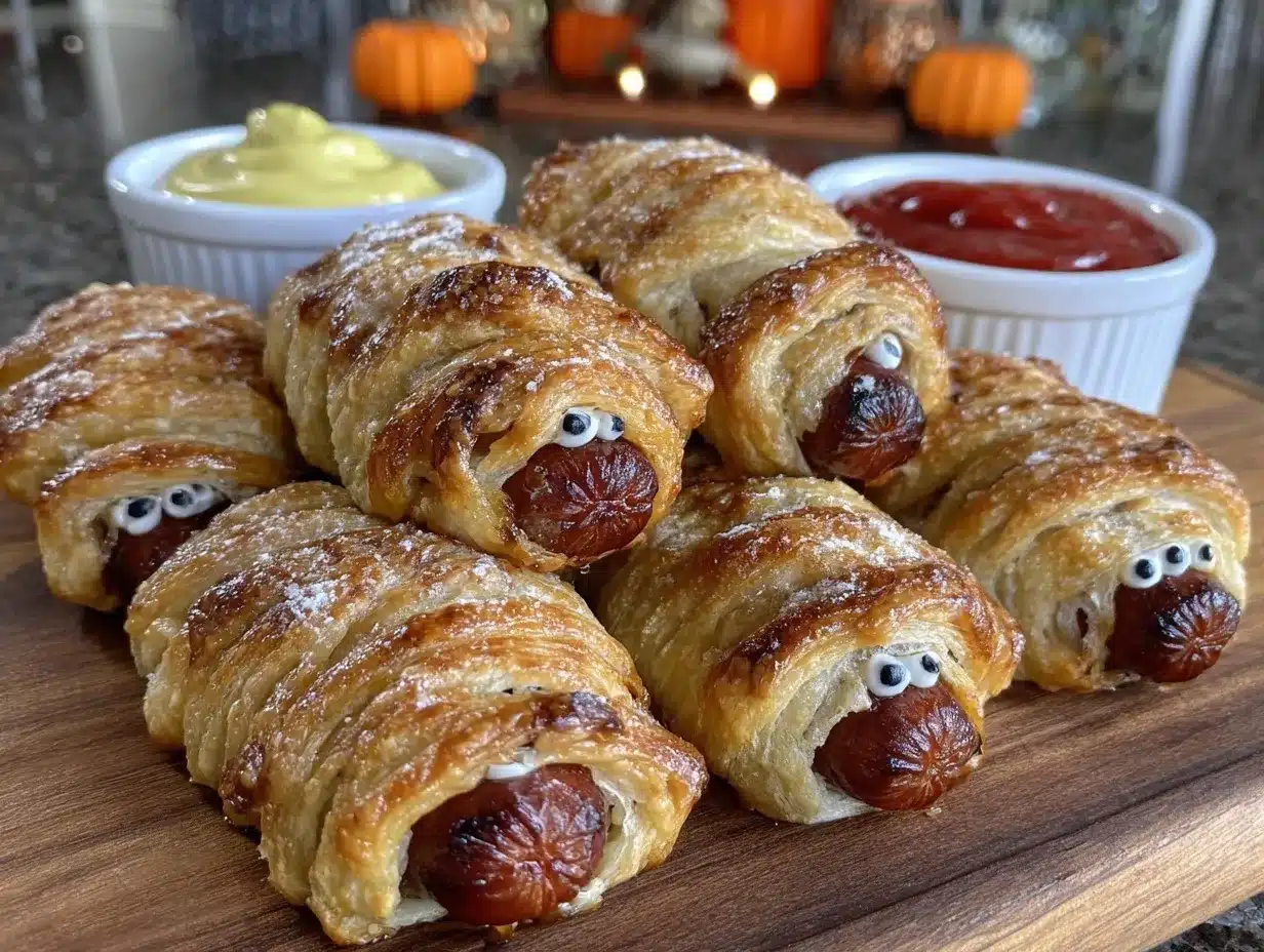 easy mummy hot dogs preparation steps