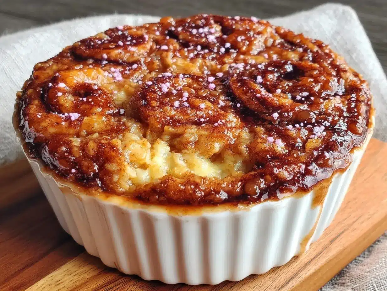 fluffy cinnamon roll baked oats preparation steps