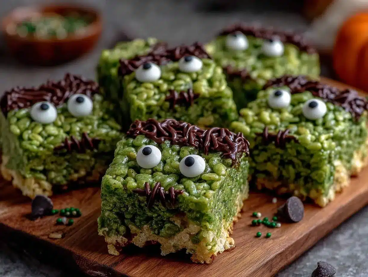 Frankenstein Rice Krispies Treats preparation steps