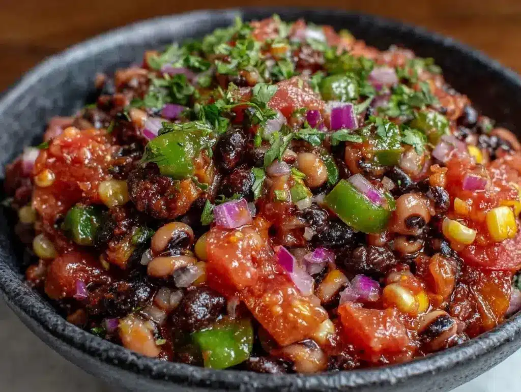 fresh cowboy caviar black-eyed peas salad - featured image