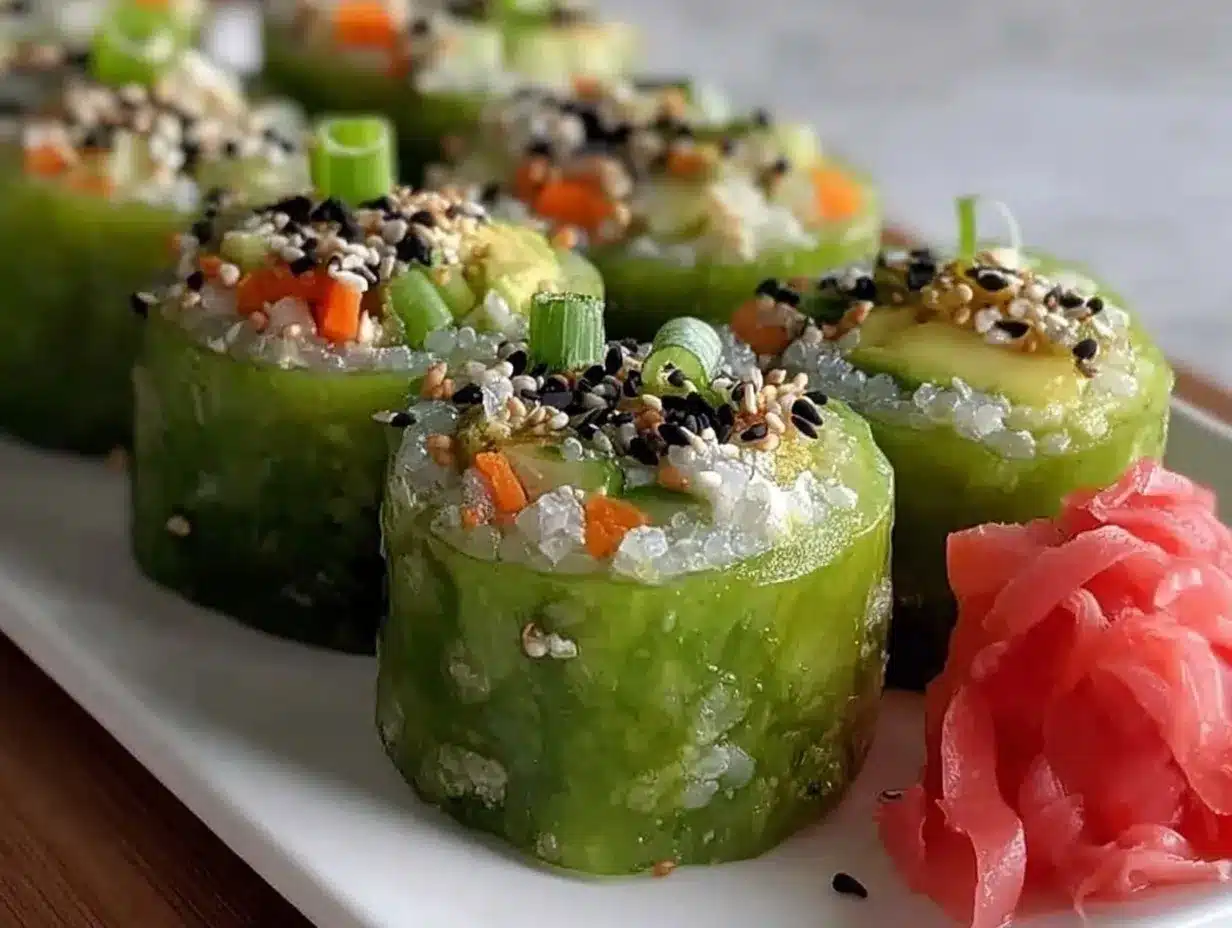 fresh cucumber sushi rolls preparation steps