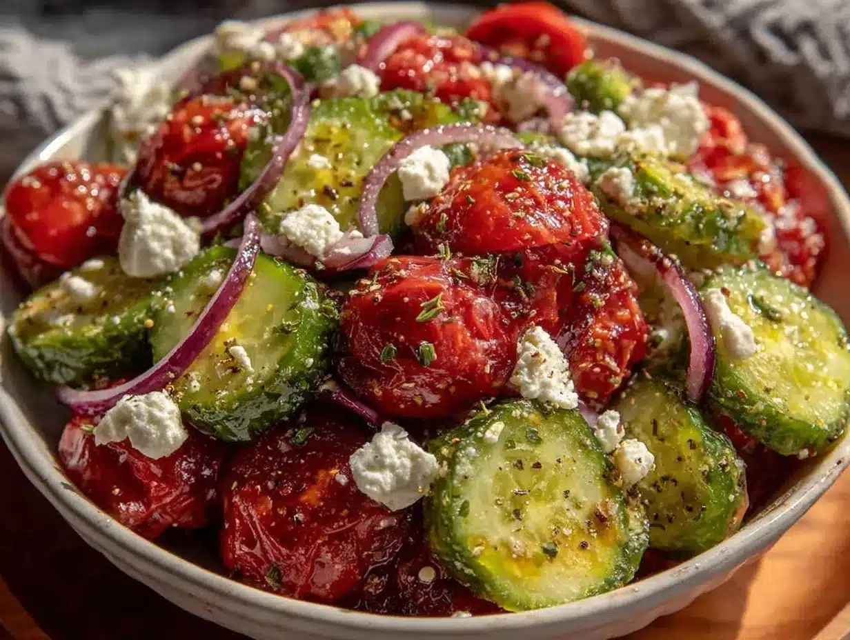 fresh cucumber tomato salad preparation steps