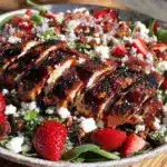 fresh strawberry balsamic grilled chicken salad - featured image