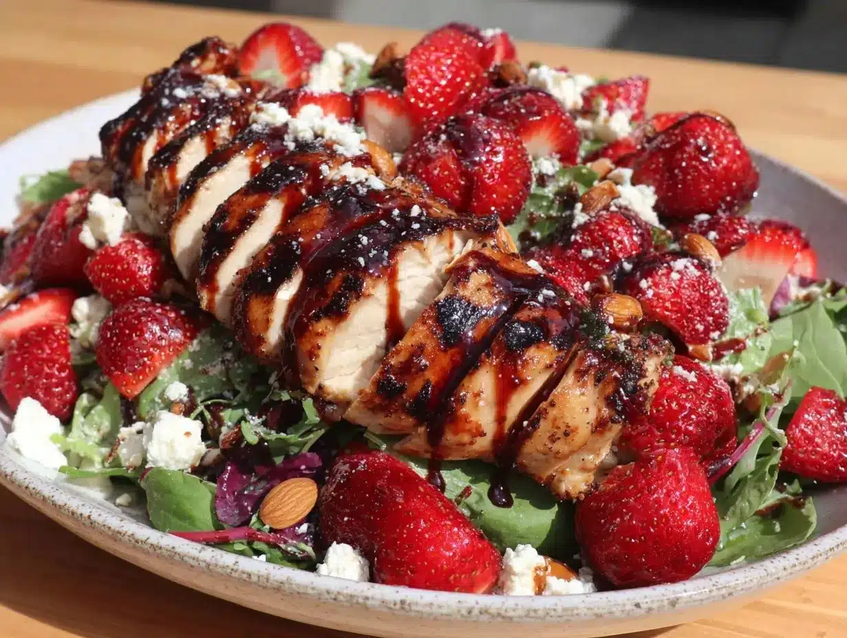 fresh strawberry balsamic grilled chicken salad preparation steps