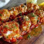 grilled garlic butter lobster tail skewers - featured image