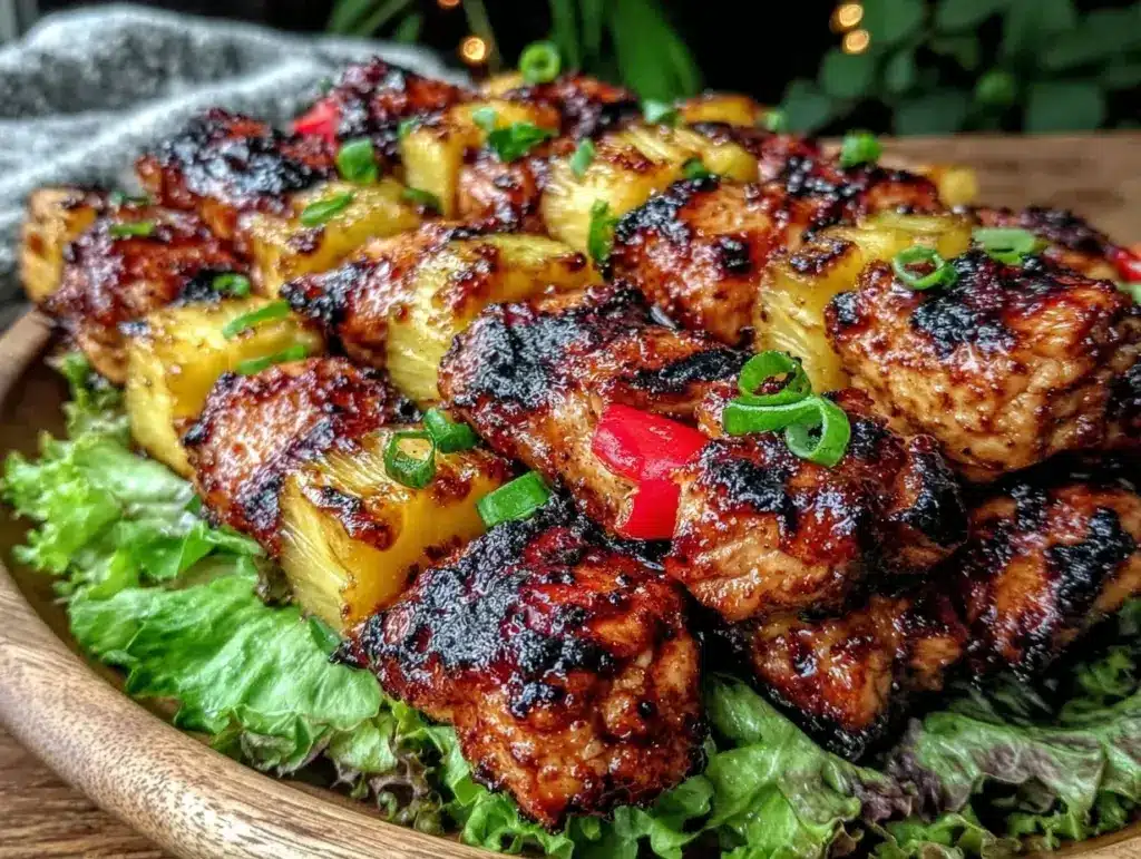 grilled pineapple chicken kabobs - featured image