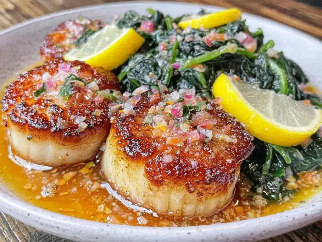 lemon butter scallops - featured image