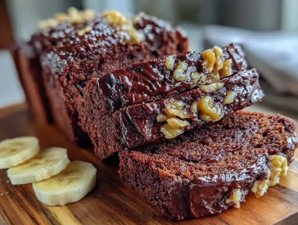moist double chocolate banana bread - featured image