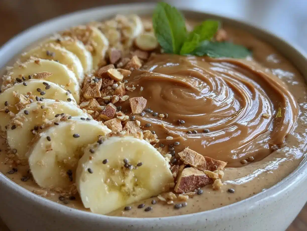peanut butter banana protein smoothie bowl preparation steps