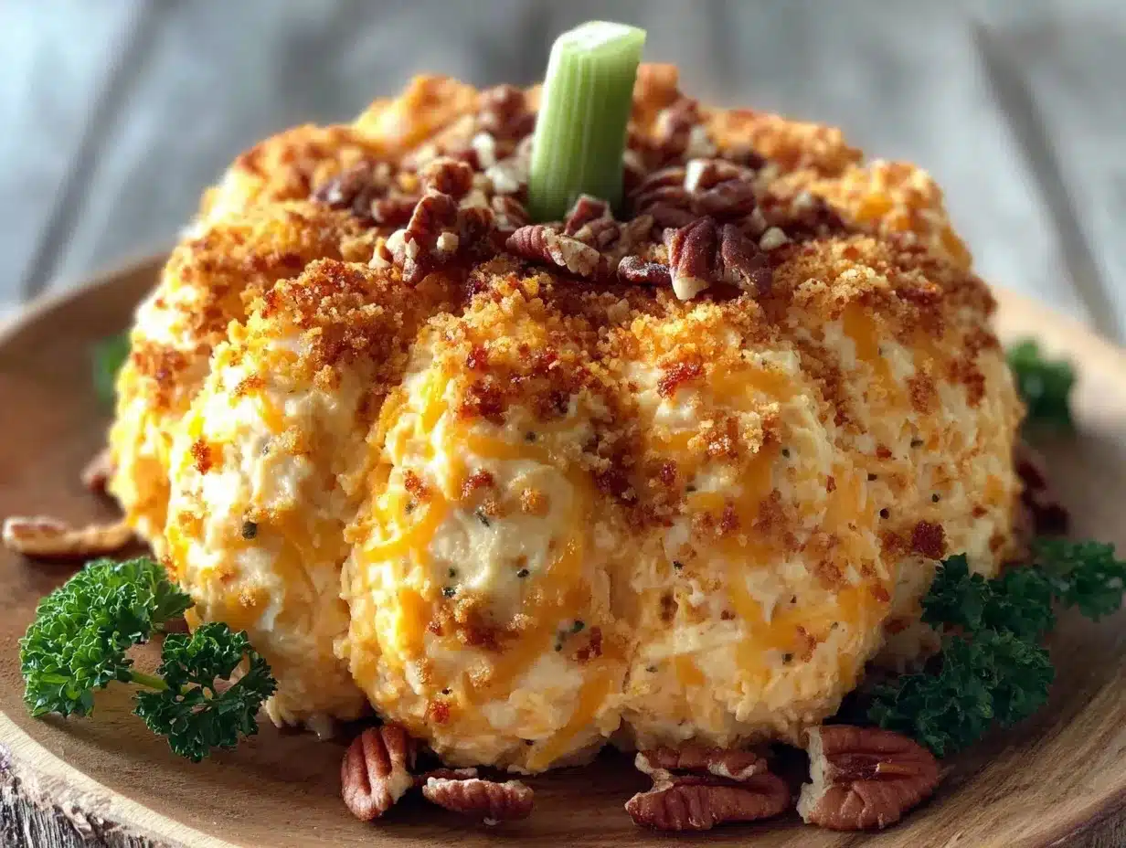 pumpkin shaped cheese ball preparation steps