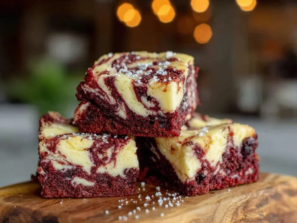 red velvet cheesecake swirl brownies - featured image