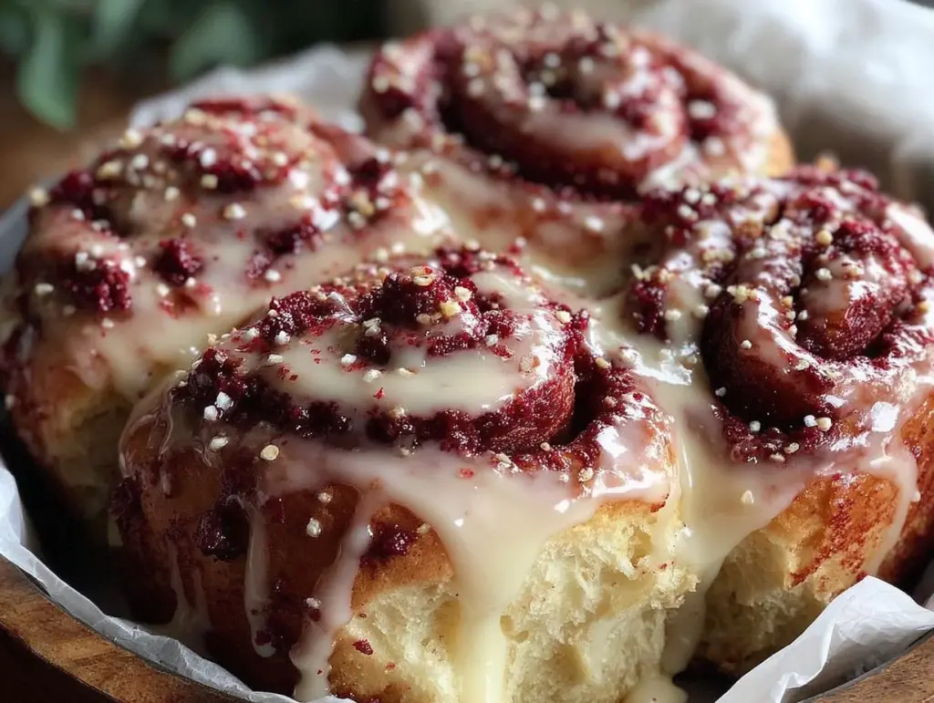 red velvet cinnamon rolls - featured image