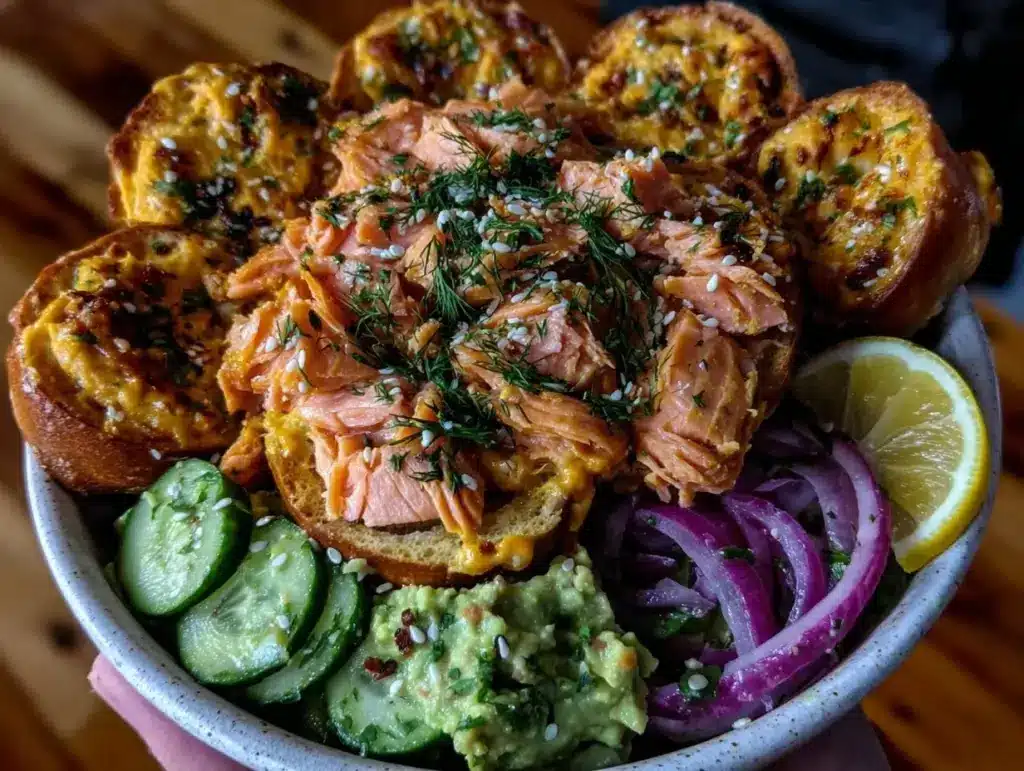 salmon bagel bowl recipe - featured image