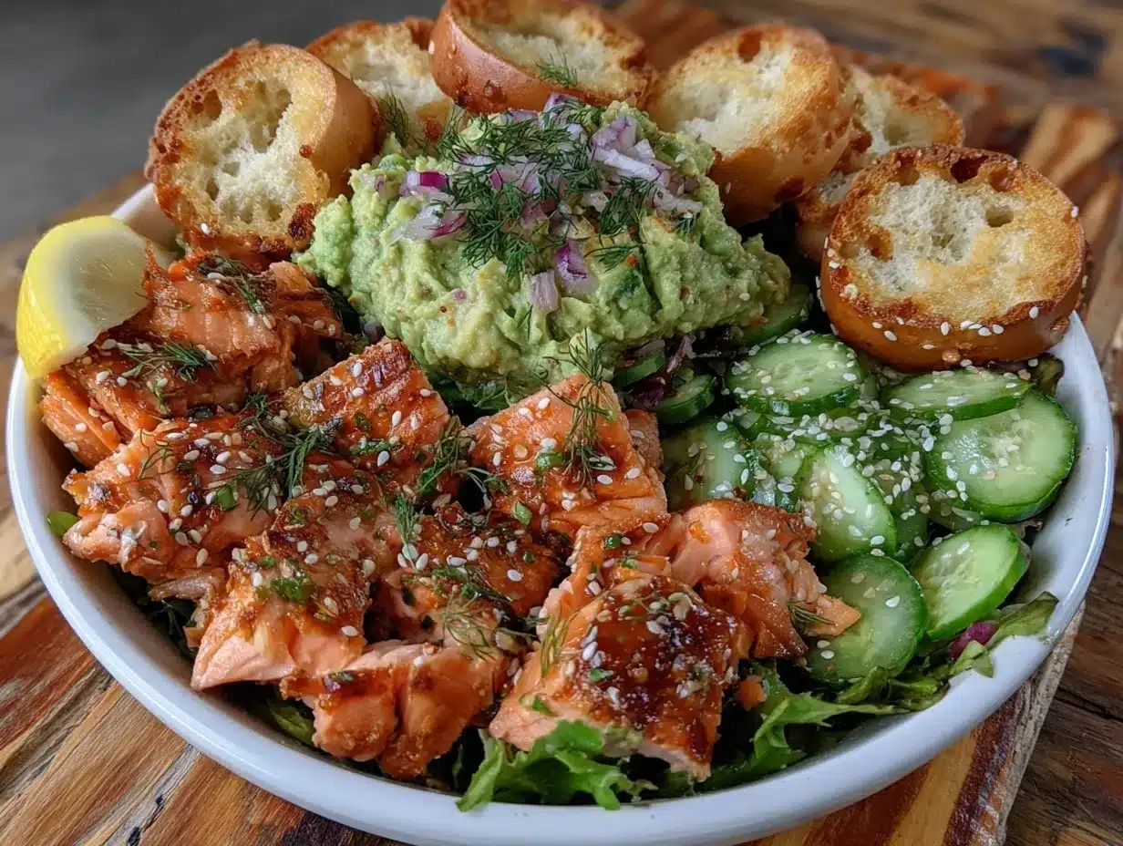 salmon bagel bowl recipe preparation steps