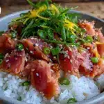 salmon rice bowl recipe - featured image